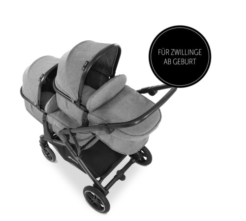 hauck carucior pentru gemeni 2in1 atlantic twin melange grey