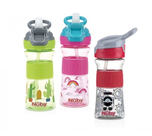 nuby nv0414021 Поильник-спорт tritan с трубочкой (3+) 360 мл.