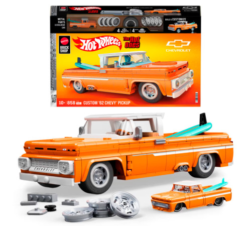 hot wheels jft20 Конструктор "brick shop elite custom '62 chevy pickup" (858 дет.)