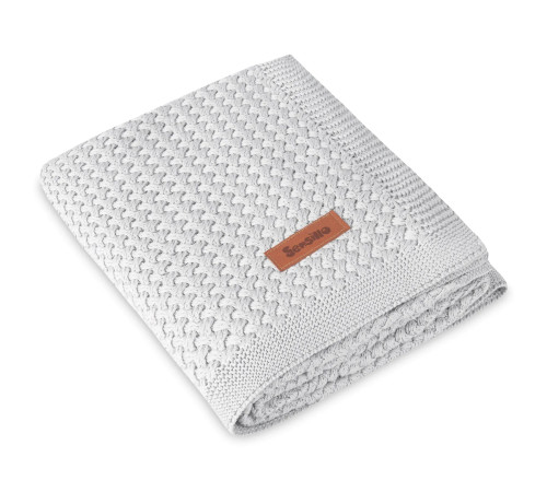  sensillo-43482 pătură tricotată din bambus pentru copii "grido" (80x100 cm) gri
