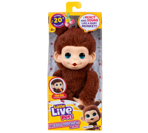 little live pets 26729 Интерактивная игрушка-обезьянка: my baby monkey minis (19 см) в асс.