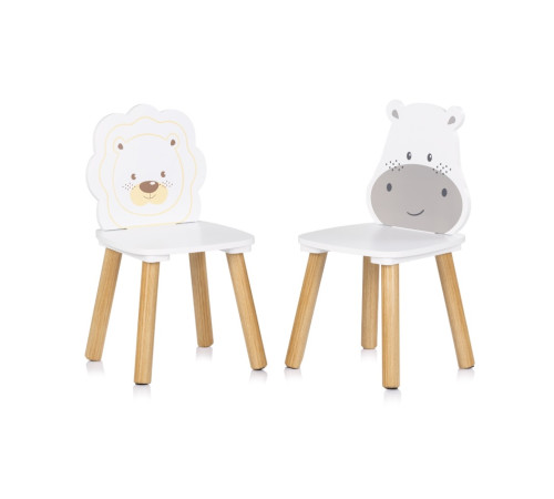 chipolino diwh02450323 masă și două scaune din mdf "hipopotamul și leul"