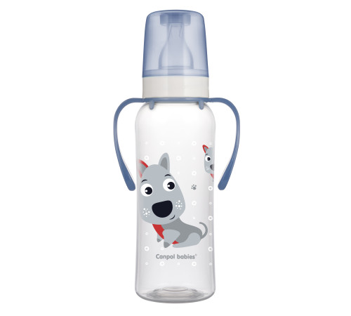 canpol 11/845 sticluta cu mâner "happy animals" 250ml.(12+)