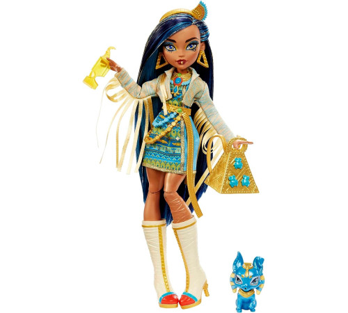 monster high hhk54 păpușa "cleo de nile" cu animal de companie