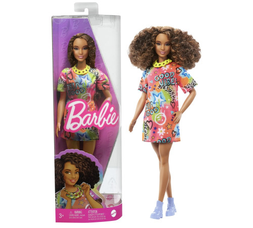 barbie hpf77 Кукла "Модница" в платье граффити