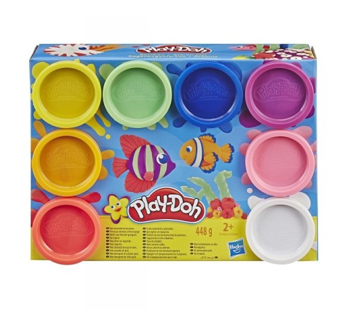  play-doh e5044 set de plastilină de 8 culori in sort.