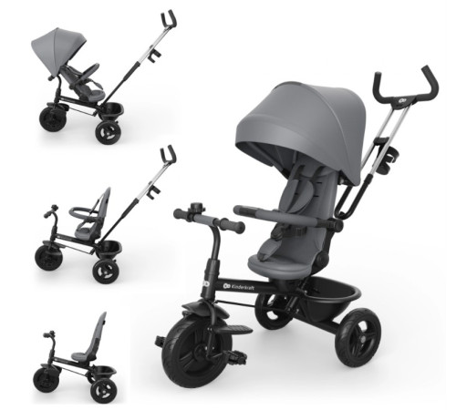 kinderkraft Детский трицикл aston 2 plus (серый)