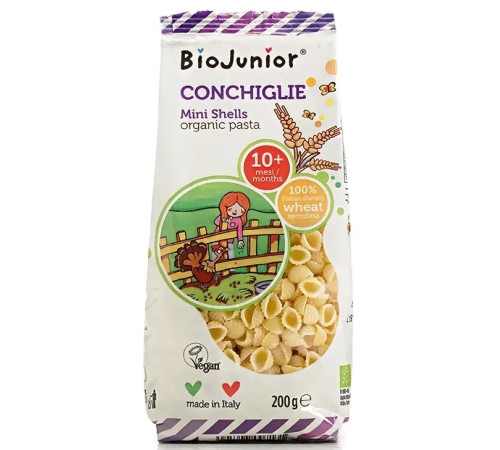 biojunior organic paste "scoici" (10 luni+) 200 gr