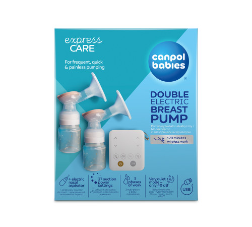 canpol babies 12/212 Двойной электрический молокоотсос "express care" с назальным аспиратором