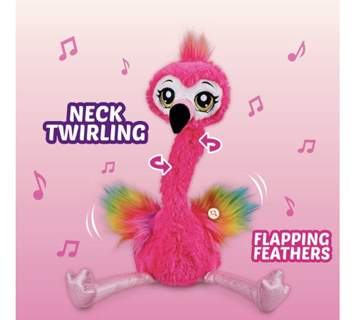 zuru pets alive 9522 jucarie de plus interactiva “frankie flamingo dansator”