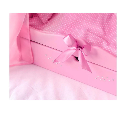 722191 pătuț pentru păpuși cu baldachin si lenjerie de pat "diamond princes" (roz)