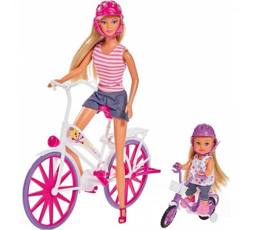 simba 5733045 set de joc "steffi și evie: plimbare cu bicicleta"