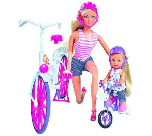 simba 5733045 set de joc "steffi și evie: plimbare cu bicicleta"