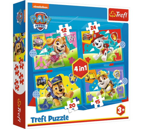  trefl 34628 Пазлы 4в1 "Щенячий Патруль" (12/15/20/24 эл.)