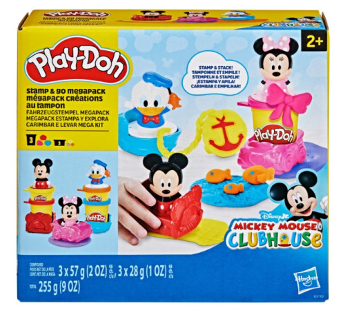  play-doh g3110 mega-set de ștampile disney junior "stamp & go" cu mickey mouse 