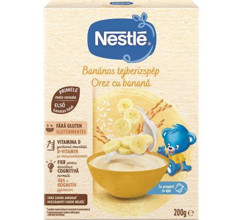 nestle junior cereale de orez cu lapte și banane 200 gr. (6 luni+)