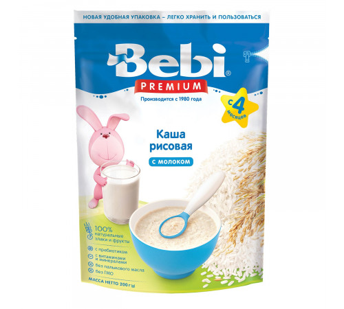  bebi premium Каша рисовая молочная (с 4 м+) 200 гр.