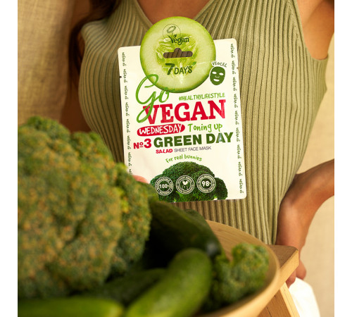 7days go vegan masca de țesut pentru față wednesday green day, 25 g