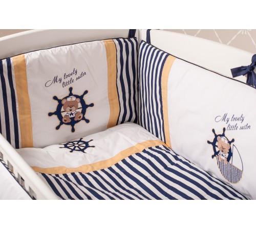 dormi baby set lenjerie de pat pentru copii  "ursul marinar" albastru (6 unități)
