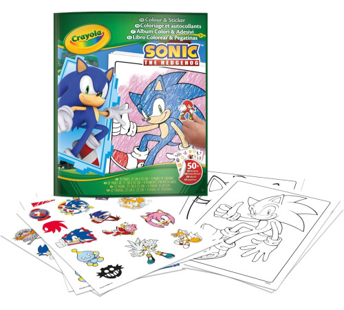  crayola 04-0898g Книга-раскраска с наклейками "sonic"