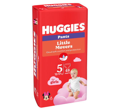 huggies chilotei little movers girl 5 (13-17 kg.) 48 buc.