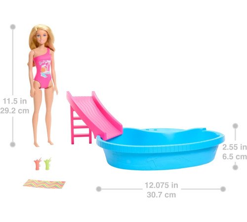 barbie hrj74 set de joс cu papusa "barbie și piscina ei"