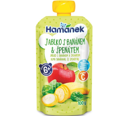 hame piure "hamanek" mere-banana-spanac (6 luni+) 100 gr. 