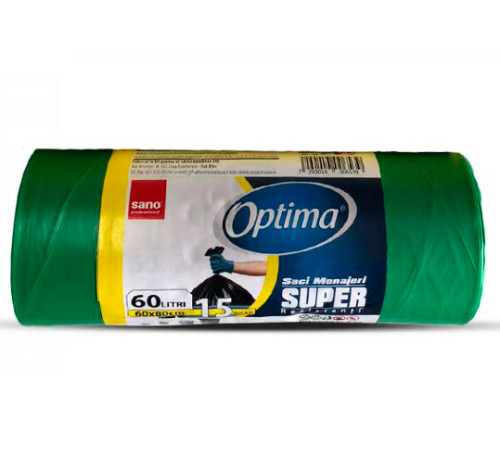Sano Пакеты для мусора Optima зеленые (60 л) 15 шт. 007062  sano Пакеты для мусора optima зеленые (60 л) 15 шт. 007062