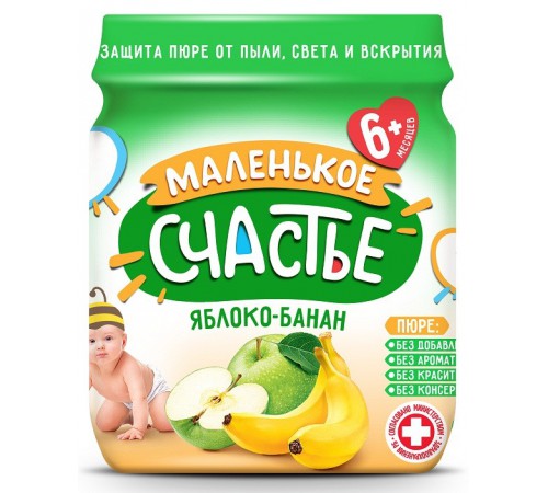  "Маленькое счастье" piure de mere-banane (6 luni+) 90 gr.