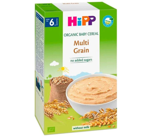 hipp 30405 terci organic multicereale fara lapte (4 m+) 200 gr.