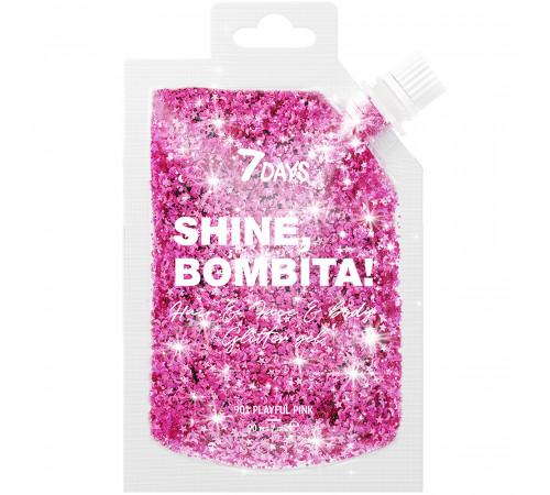 Сosmetica in Moldova 7days shine bombita! gel sclipitor pentru păr, față și corp, 901 playful pink, 90 ml
