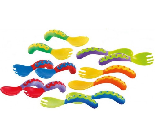 nuby id5253 set lingurita și furculiță (9m+) in sort.