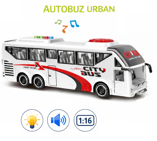  js162a autobuz alb cu frictiune, 1:16, jstoys (sunete si lumini) zja352333