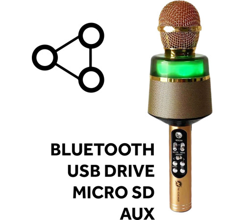 n-gear Портативный беспроводной bluetooth-микрофон для караоке "star mic" starmic100gold золотой