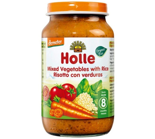  holle bio organic Пюре  Рис с овощами (8 м+) 220 гр.