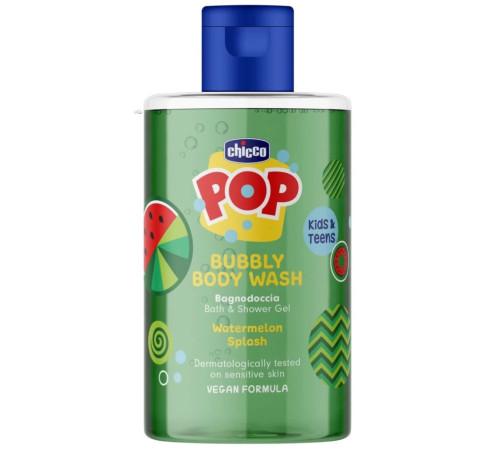  chicco gel de dus si spuma de baie "pop" cu pepene verde (300 ml)