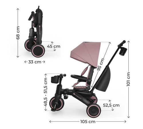 kinderkraft triciclu pliabil jazz 3 (roz)