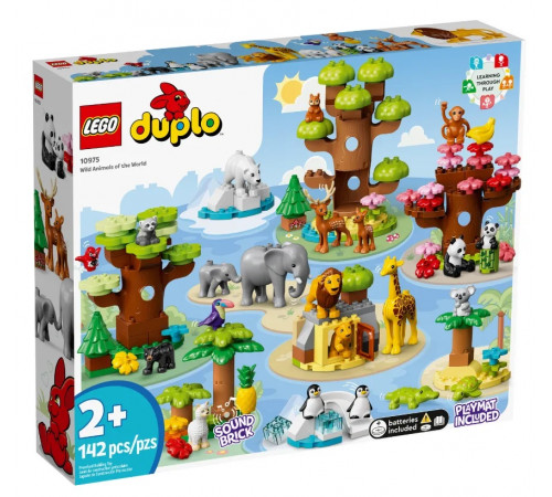 lego duplo 10975 constructor "animale sălbatice ale lumii + harta lumii" (143 el.)