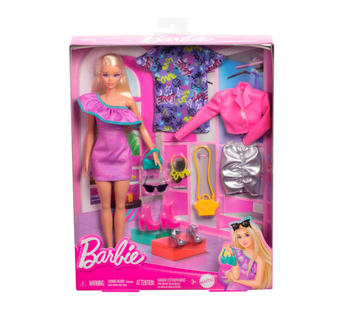 barbie hyt61 set cu papusa "fashionistas" party fashions