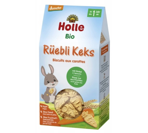 Детское питание в Молдове holle bio Печенье спельтовое с морковью (12 м+) 125 гр.