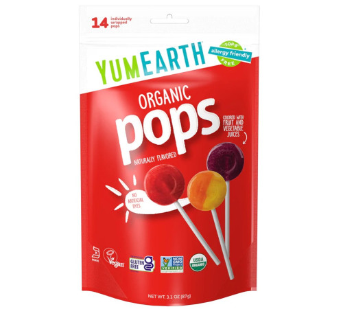 Питание и аксесcуары в Молдове yumearth Органические леденцы без глютена "organic pops" 14 (шт.)