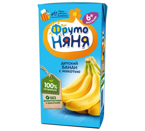 Детское питание в Молдове ФрутоНяня Нектар Банан с мякотью 200 мл. (6 м+)