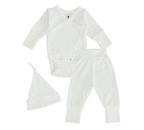 Детская одежда в Молдове minikin 242130350-56 Набор из 3 ед. растущий "simple" (р.50-56) молочный в точечку