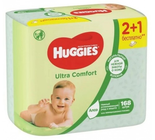  huggies Влажные Салфетки ultra comfort c Алоэ (168 шт.)