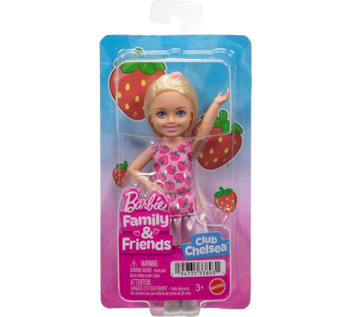 barbie jjb33 Мини-кукла "Челси" в платье с клубничным принтом