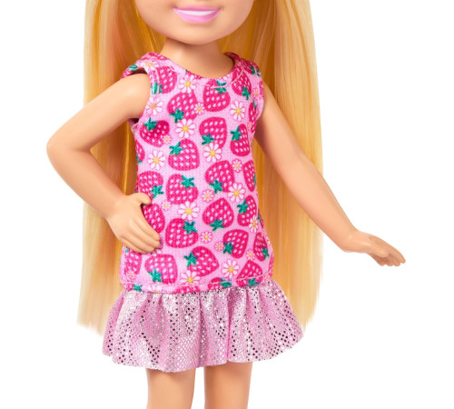 barbie jjb33 Мини-кукла "Челси" в платье с клубничным принтом