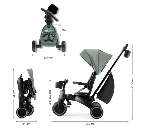kinderkraft Трицикл складной jazz 2 зелёный