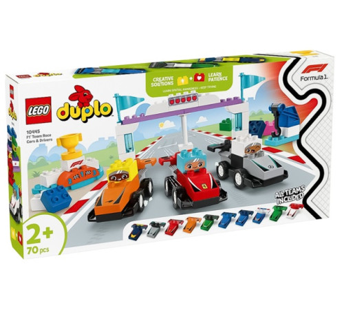  lego duplo 10445 constructor "mașini de curse f1 și piloți de echipă" (70 el.)