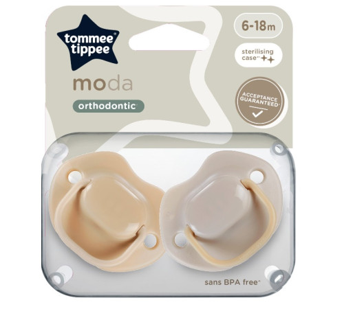  tommee tippee tt0498  suzeta simetrica din silicon "moda" (6-18 luni) 2 buc.