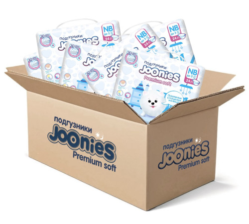  joonies mega pack 953200 premium soft scutece nb, 0-5 kg, (6x24) 144 buc.